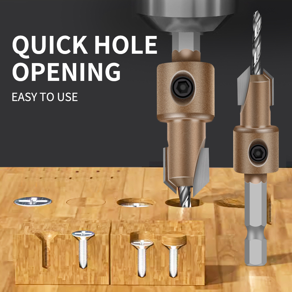 Woodworking Drill Bits - Altıgen Şaftlı Ahşap Havşa Matkabı, Ayarlanabilir